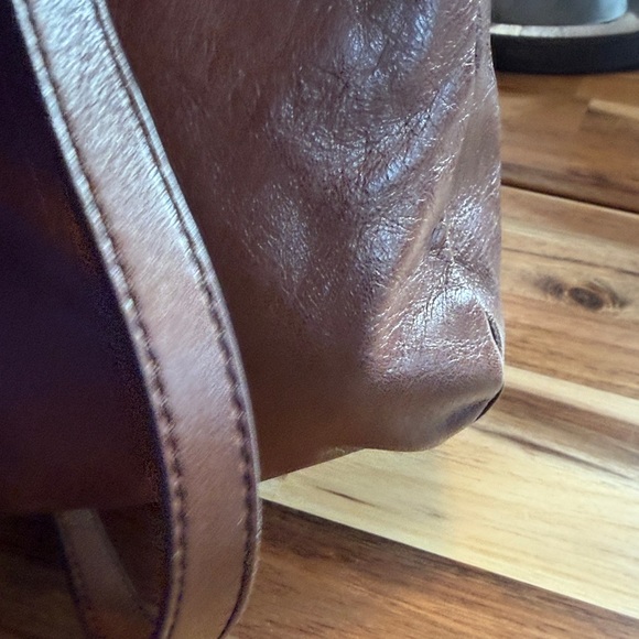 HOBO Cognac Brown Leather Satchel with Detachable Strap - Picture 6 of 16